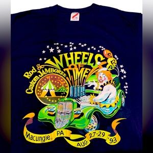 Vintage Wheels of Time Hot Rod Macungie PA Single Stitch Shirt XL Made in USA